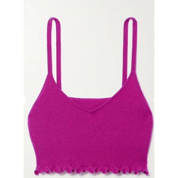 ULLA JOHNSON Elia cropped ruffled 100% cashmere tank NWT Size Small - Picture 1 of 9